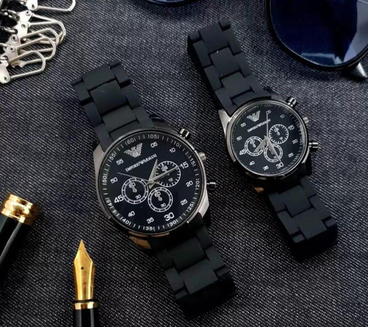 Stainless Steel Quartz Couple Watches - 2 Pcs Unisex Analogue Timepieces