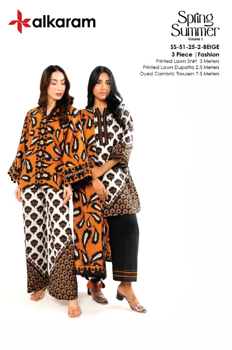 Alkaram Lawn | Unstitched Collection 3 Pieces Casual Wear| Summer Collection 2025 Collection Vol 1❤️